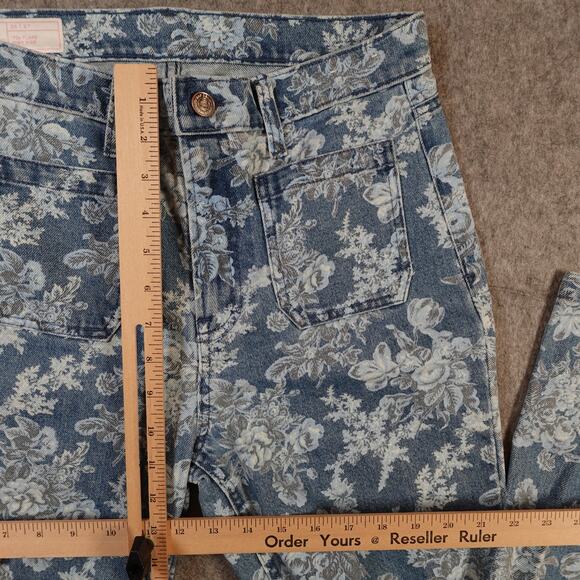Love Shack Fancy Gap Jeans Womens 8R 29 70s Flare High Rise Floral Denim Blue - Picture 4 of 10